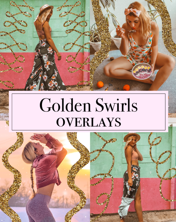 Glitter Golden Swirls Photoshop Overlays