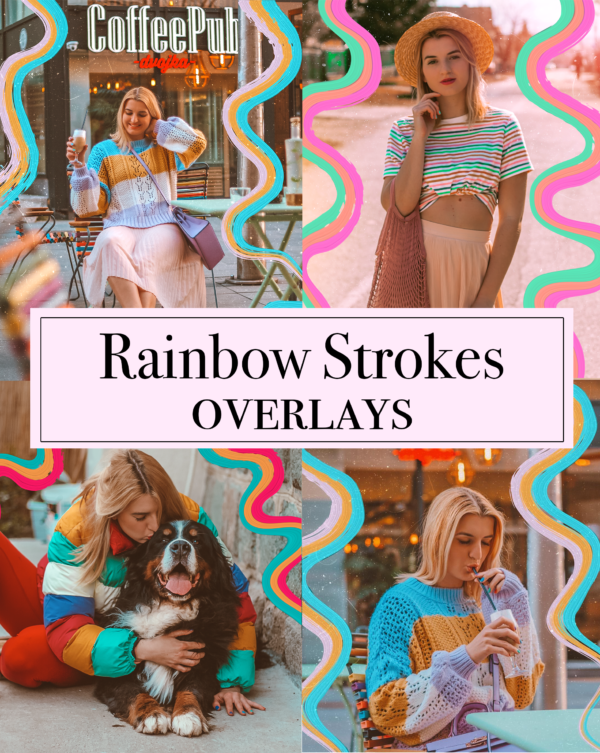 Rainbow Brush Strokes Photoshop Overlays by @aleksic_twins